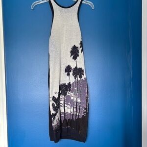 Juicy Couture Palm Tree Print Dress - Black, Purple and Gray size Xs